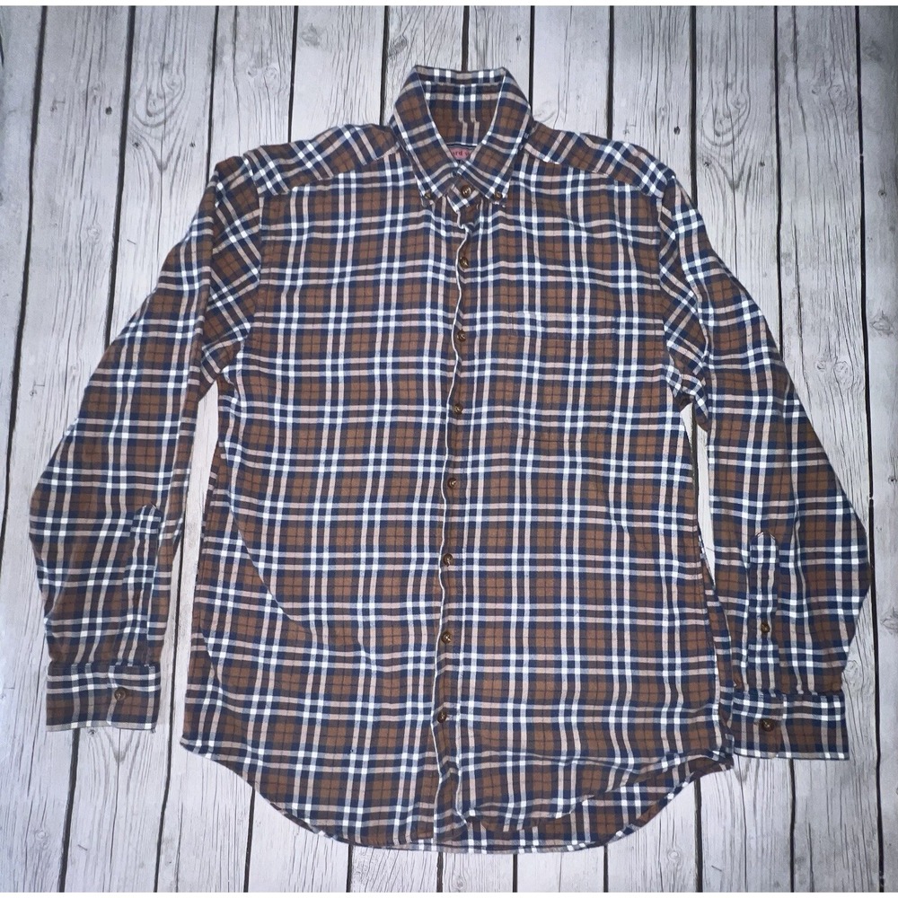 Vineyard Vines Flannel Shirt Mens S Blue Plaid Whale Tucker Long Sleeve